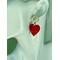 Pearl and red heart dangle earrings, valentine's day earrings